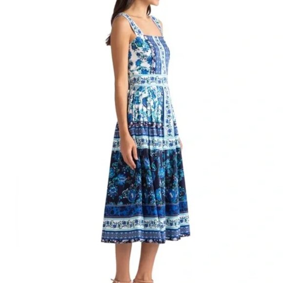 Shoshanna Almma midi dress in blue size 2 - Picture 2 of 9